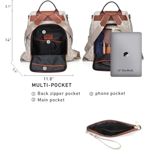 Lightweight Vegan Leather Backpack for Women - Perfect for Travel & Daily Use - Picture 4 of 6